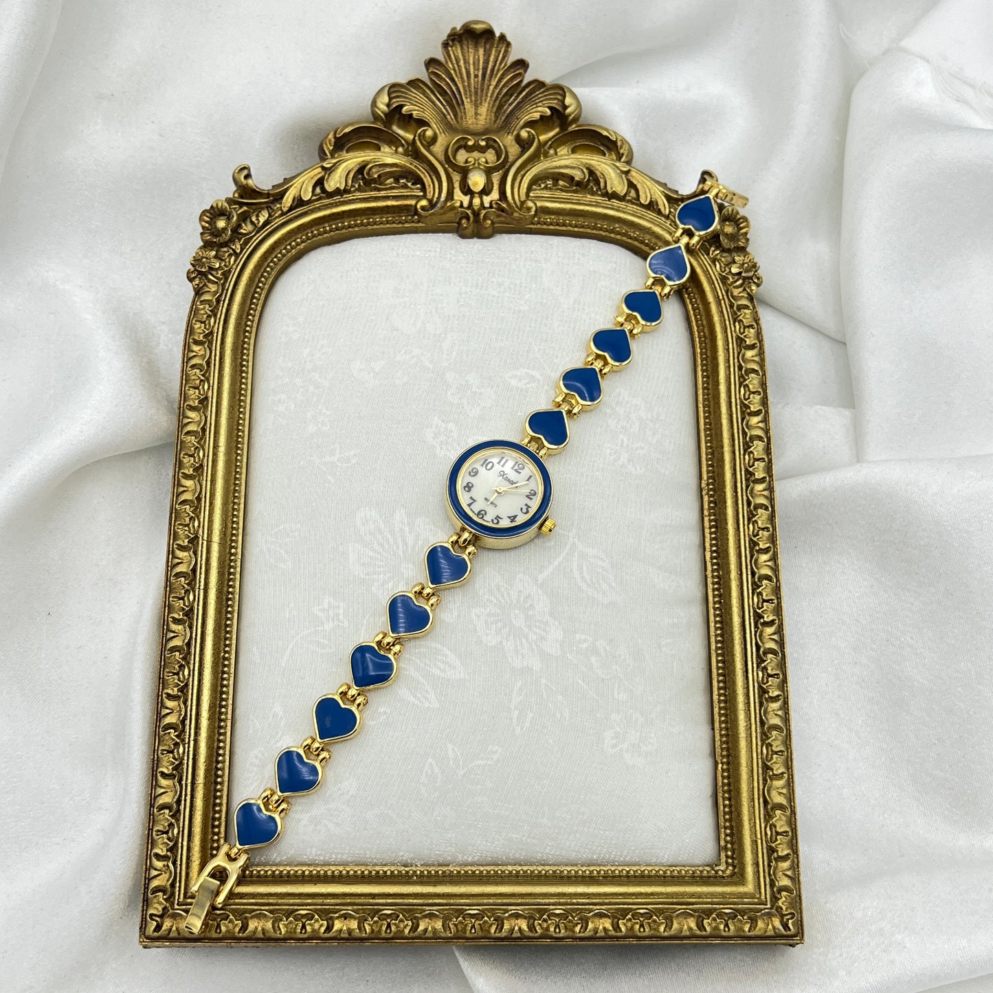Unique Blue Hearts Watch with Mother of Pearl Dial