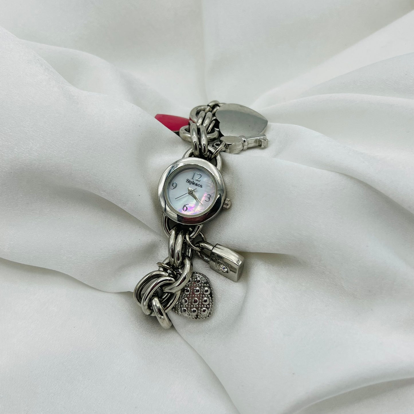 Silver-Toned Charm Watch