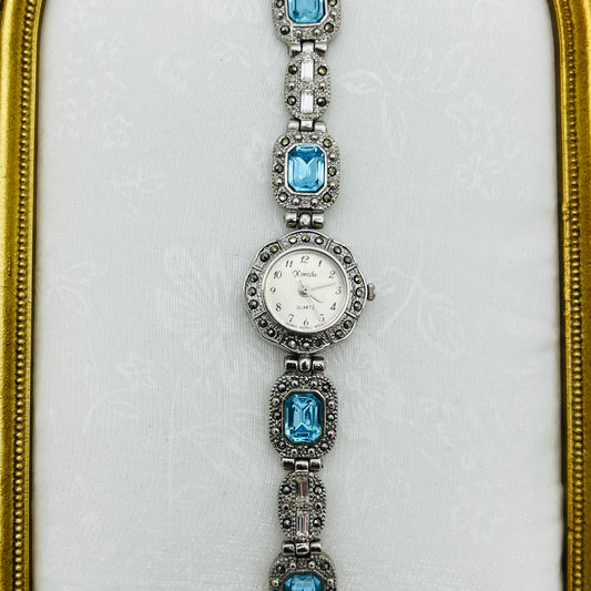 Art Deco Blue Gemstone & Baguette Watch