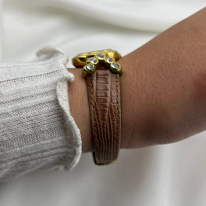 Flower Diamanté Leather Watch