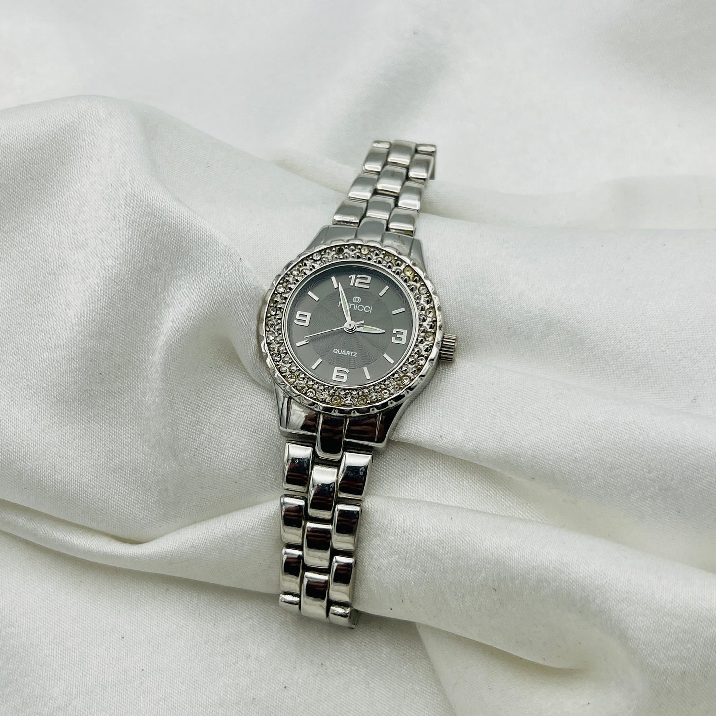 Silver-Toned Diamanté Watch
