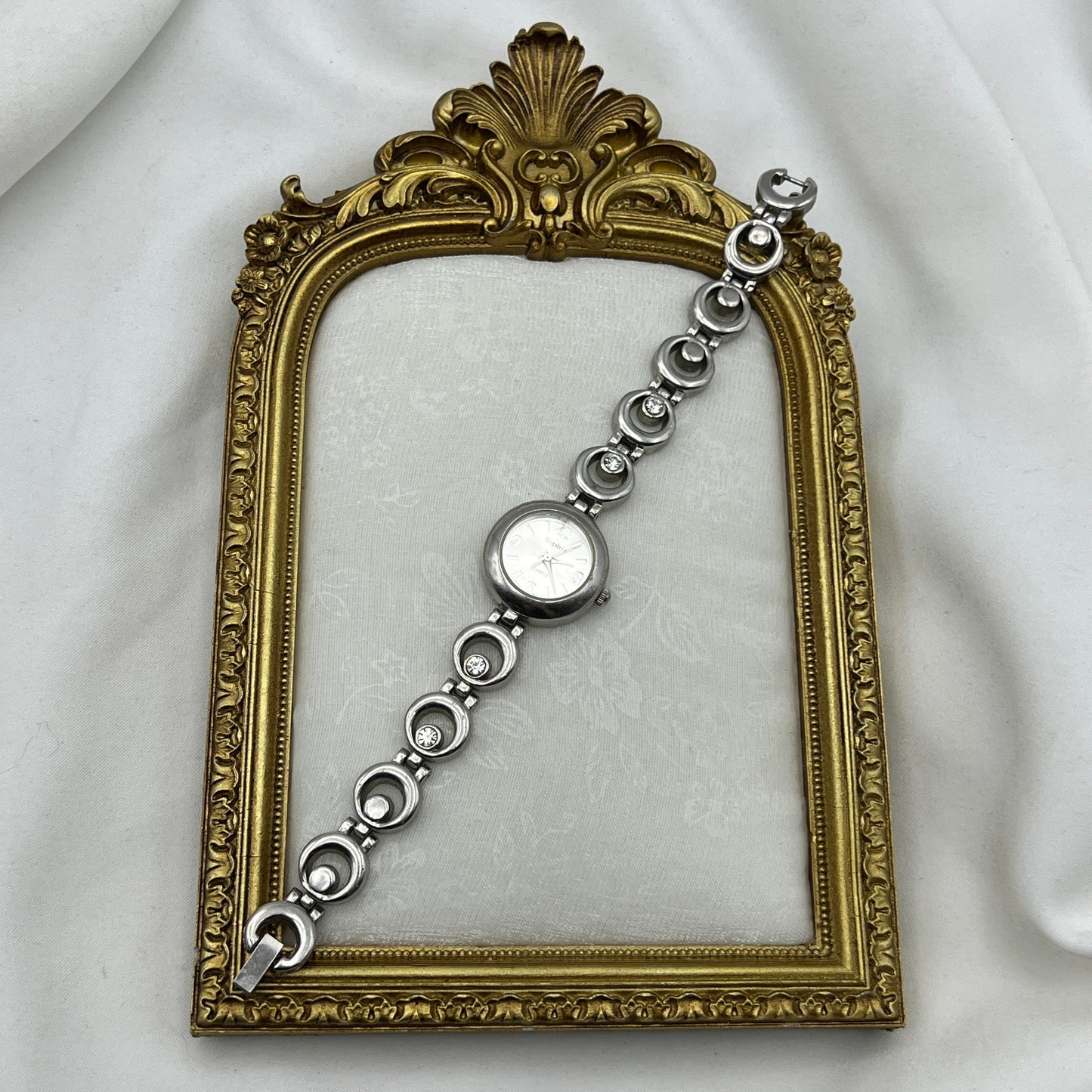 Silver-Tone Diamanté Watch