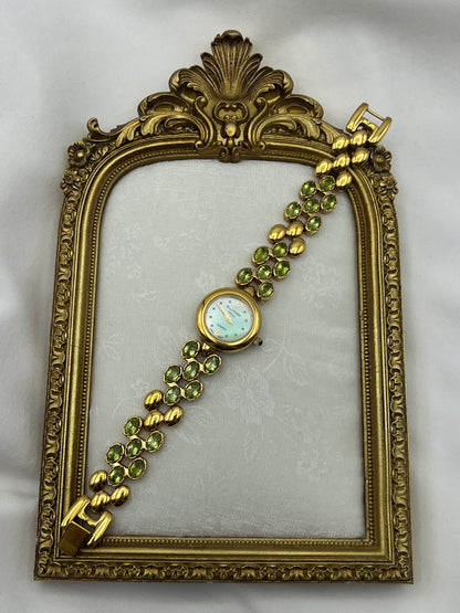 Marcel Drucker Green Gemstone Watch with Royal Blue Jewel Crown