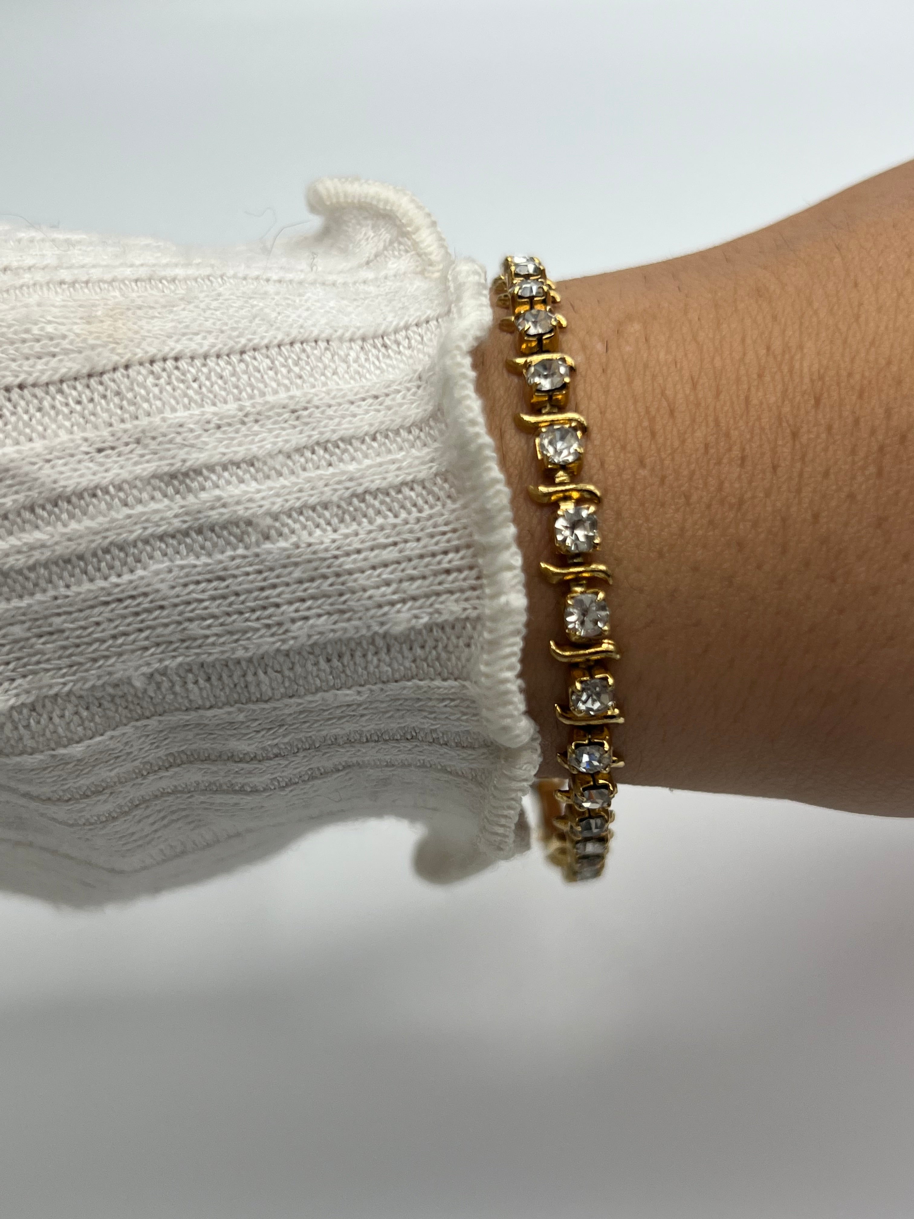 ✨ Gold-Toned Diamanté Tennis Bracelet