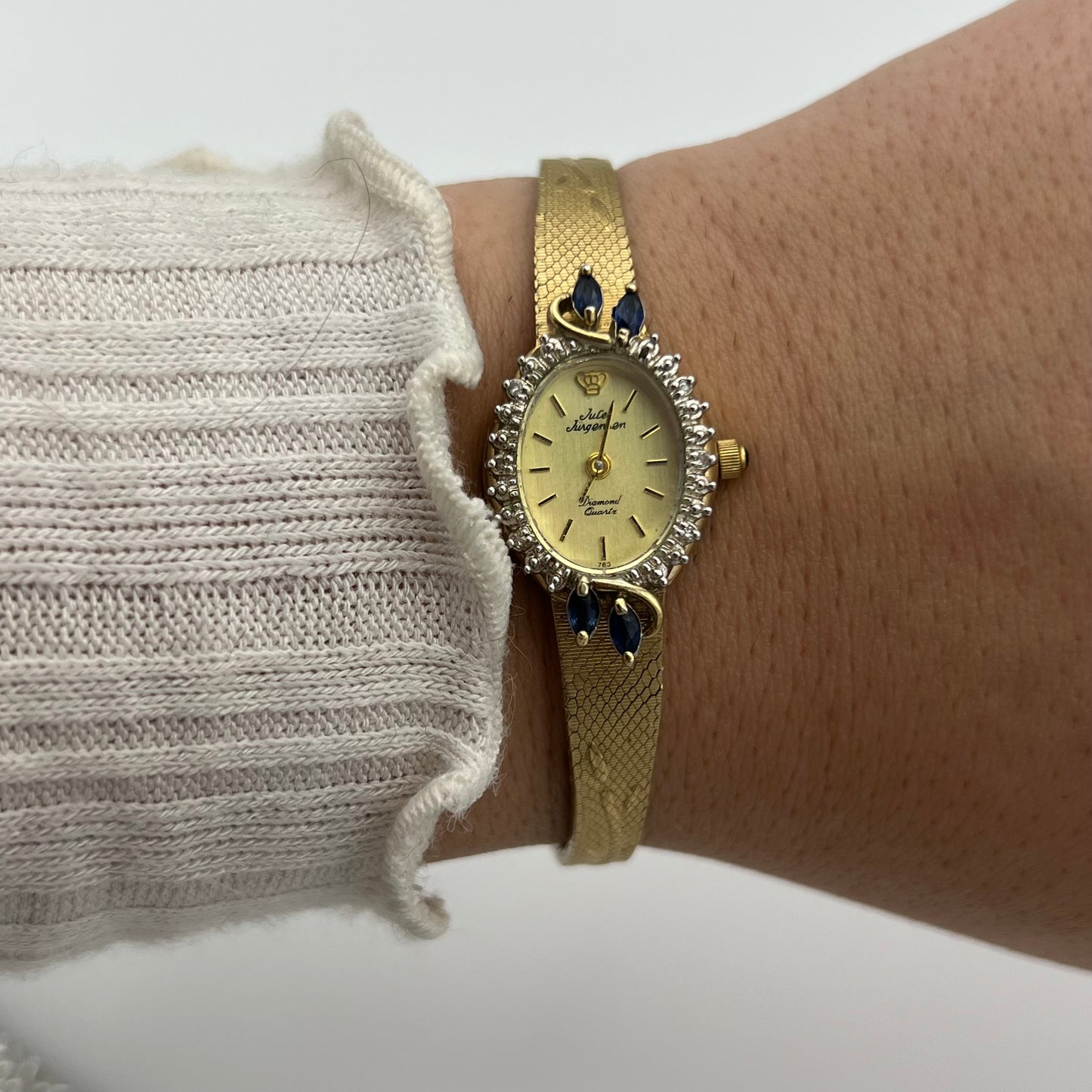Jules Jurgensen Watch with Sapphire-Tone Gemstones
