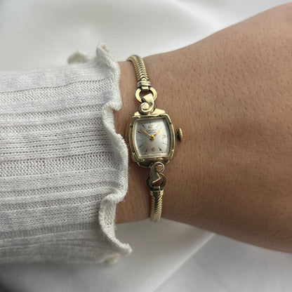 Dainty Gruen 10k Gold Plated Bezel Watch