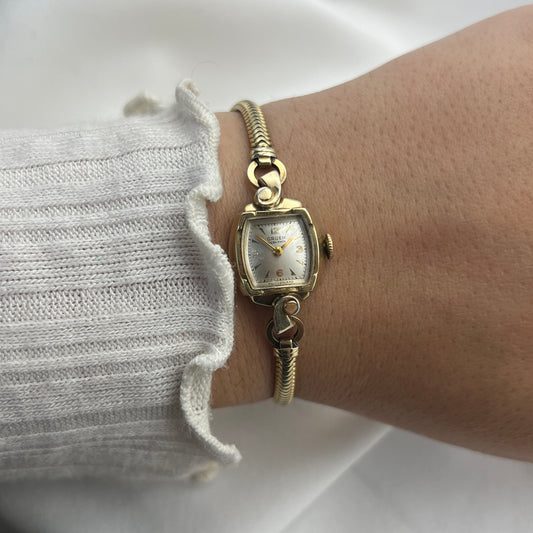 Dainty Gruen 10k Gold Plated Bezel Watch