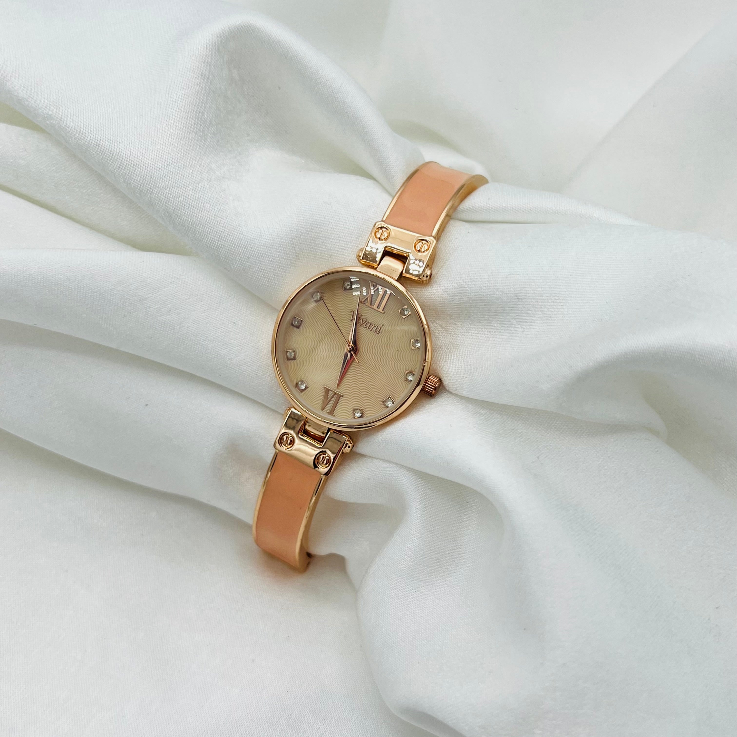 💓 Rose Gold-Toned Watch with Pink Strap