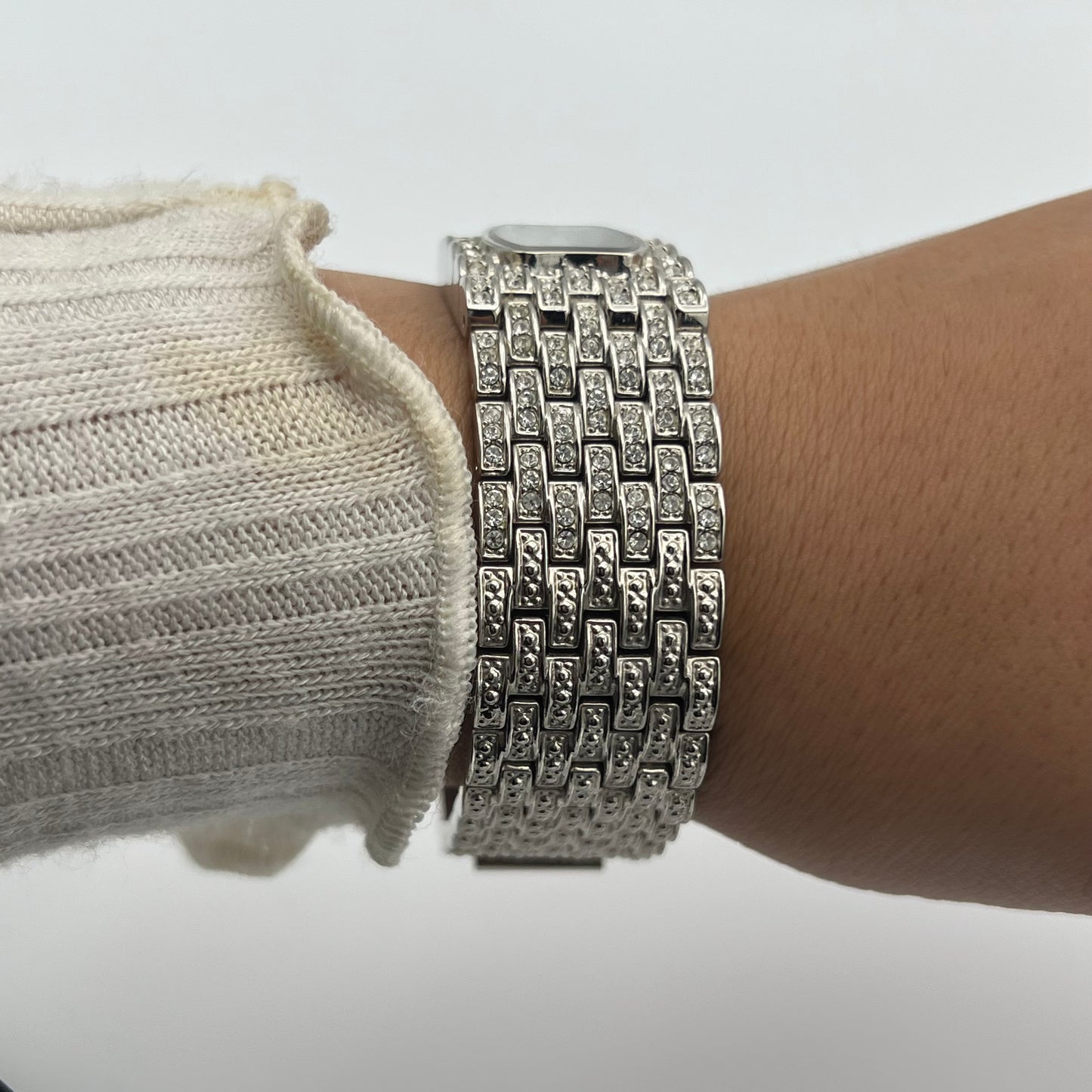 Silver-Toned Diamanté Watch