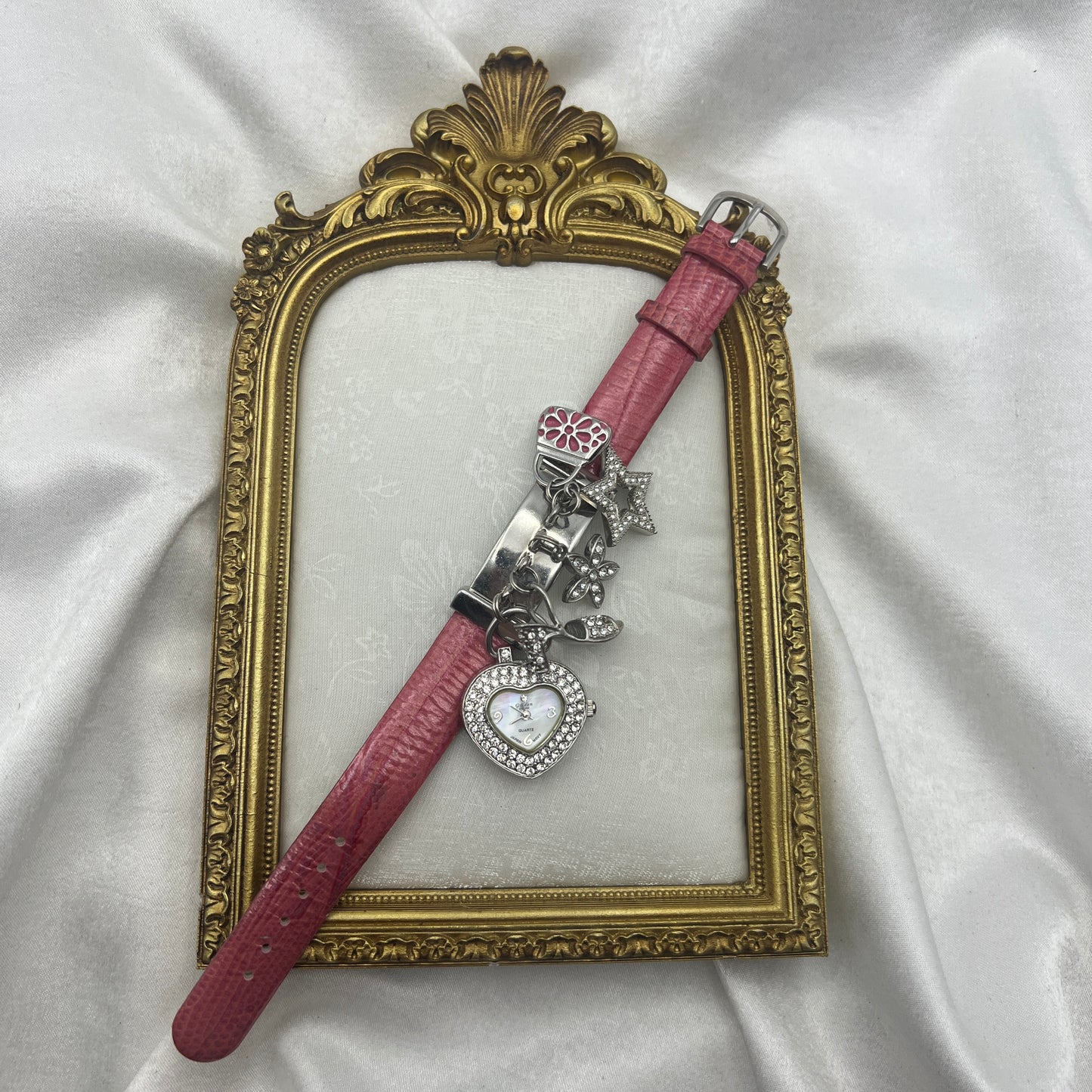 Adorable Heart Charm Red Leather Watch