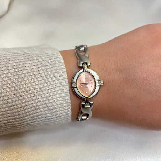 🤍 Silver Pink Dial Watch