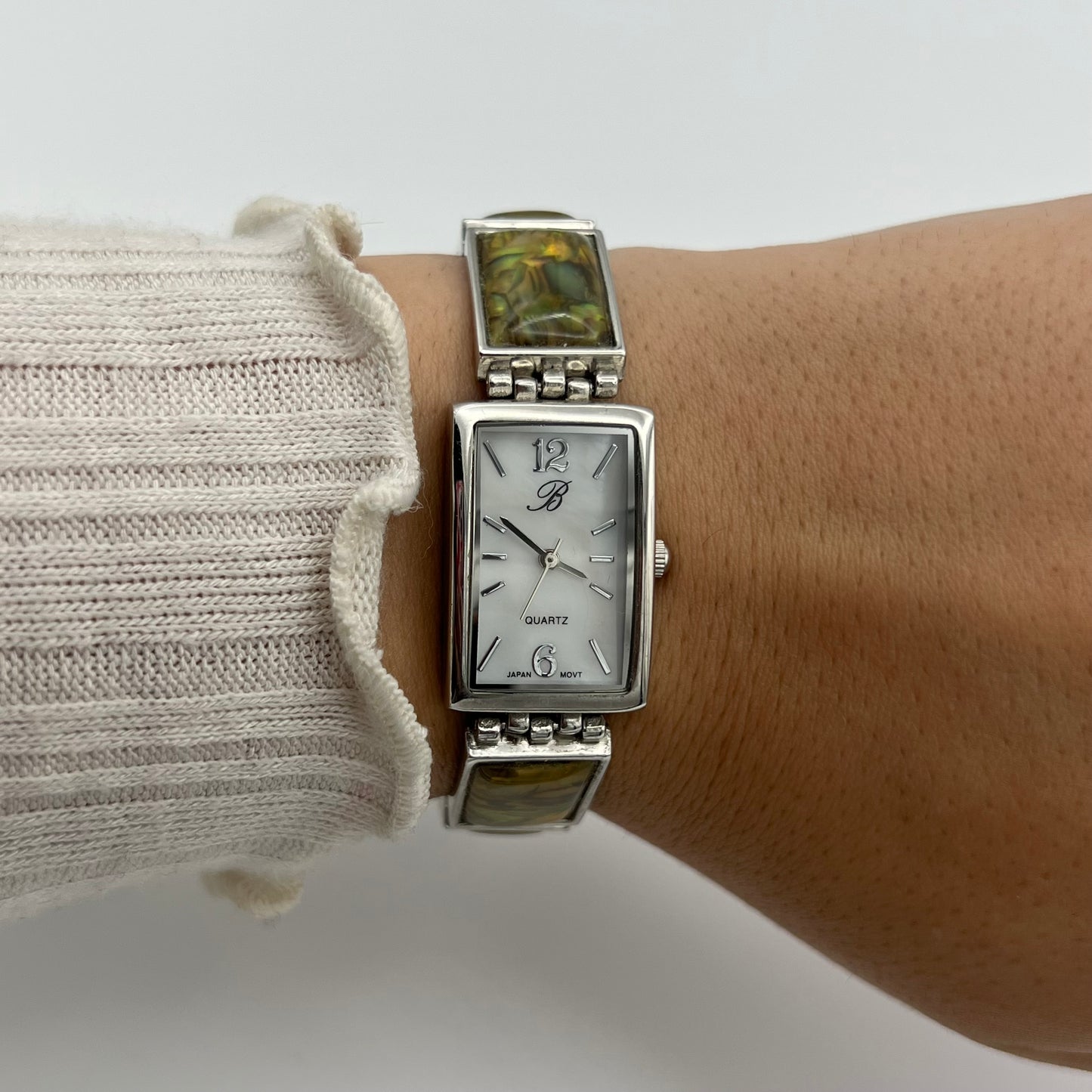 Abalone Silver-Toned Watch