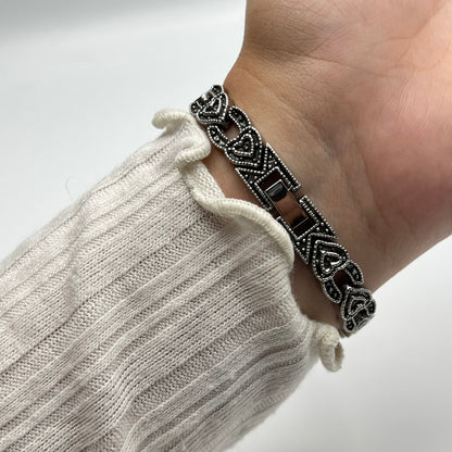 🩶 Silver-Toned Heart Art Deco Watch