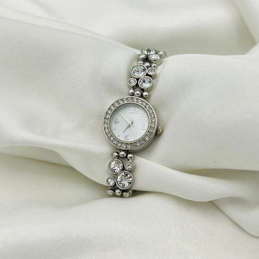 Diamanté Silver-Toned Watch
