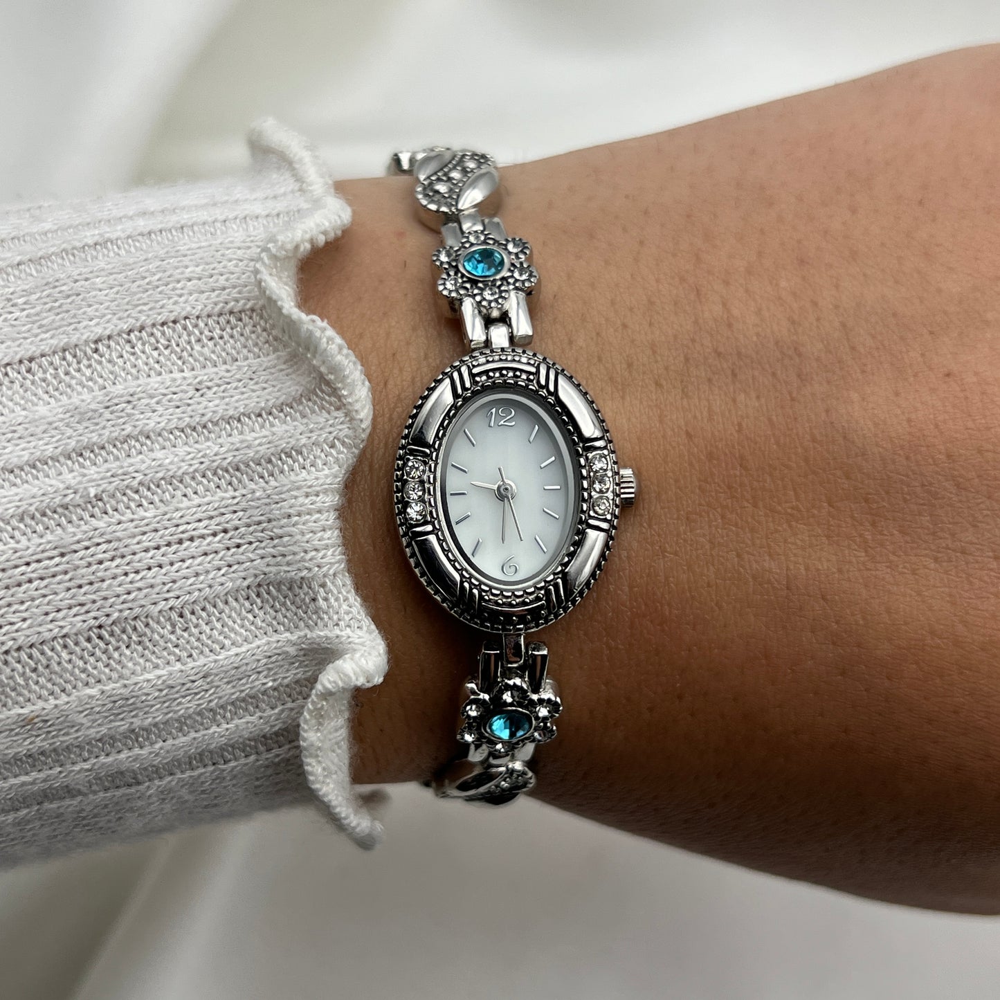 Blue Gemstone Flower Watch