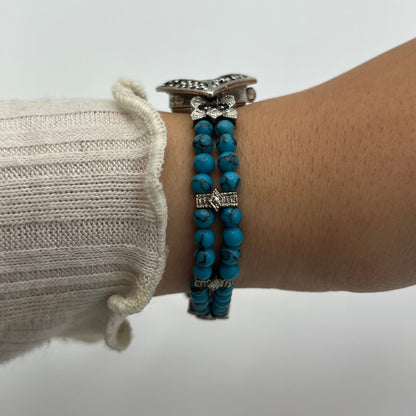 Elegant Turquoise Silver-Toned Watch