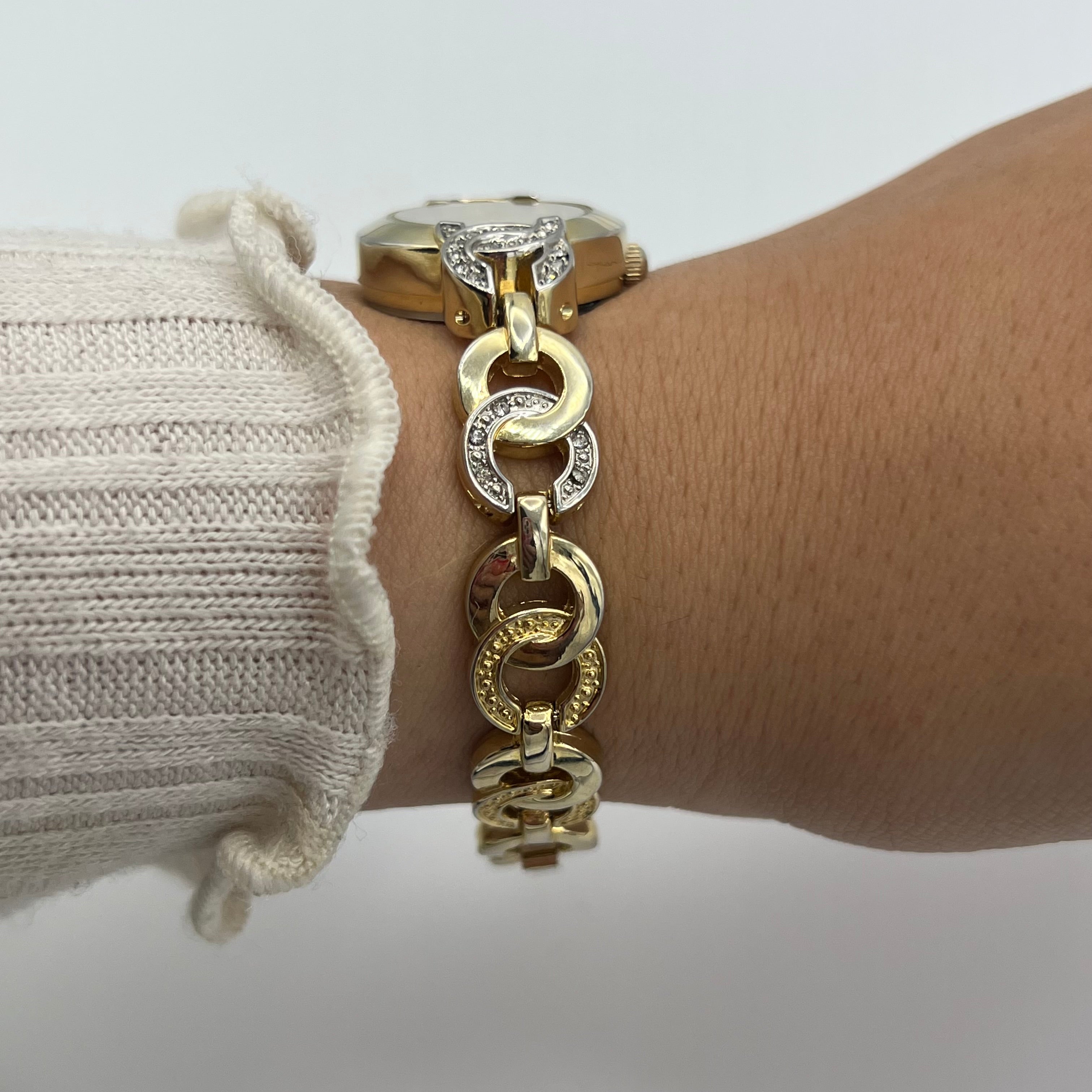 ✨ Gold-Toned Watch with Diamanté Detailing