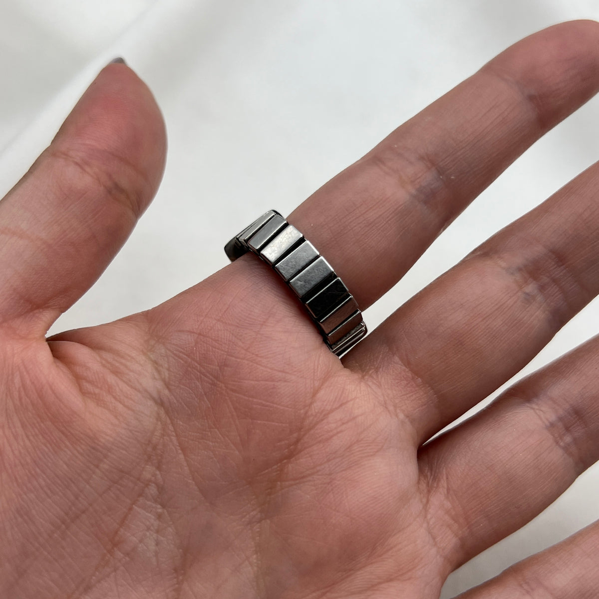 Silver-Tone Ring Watch