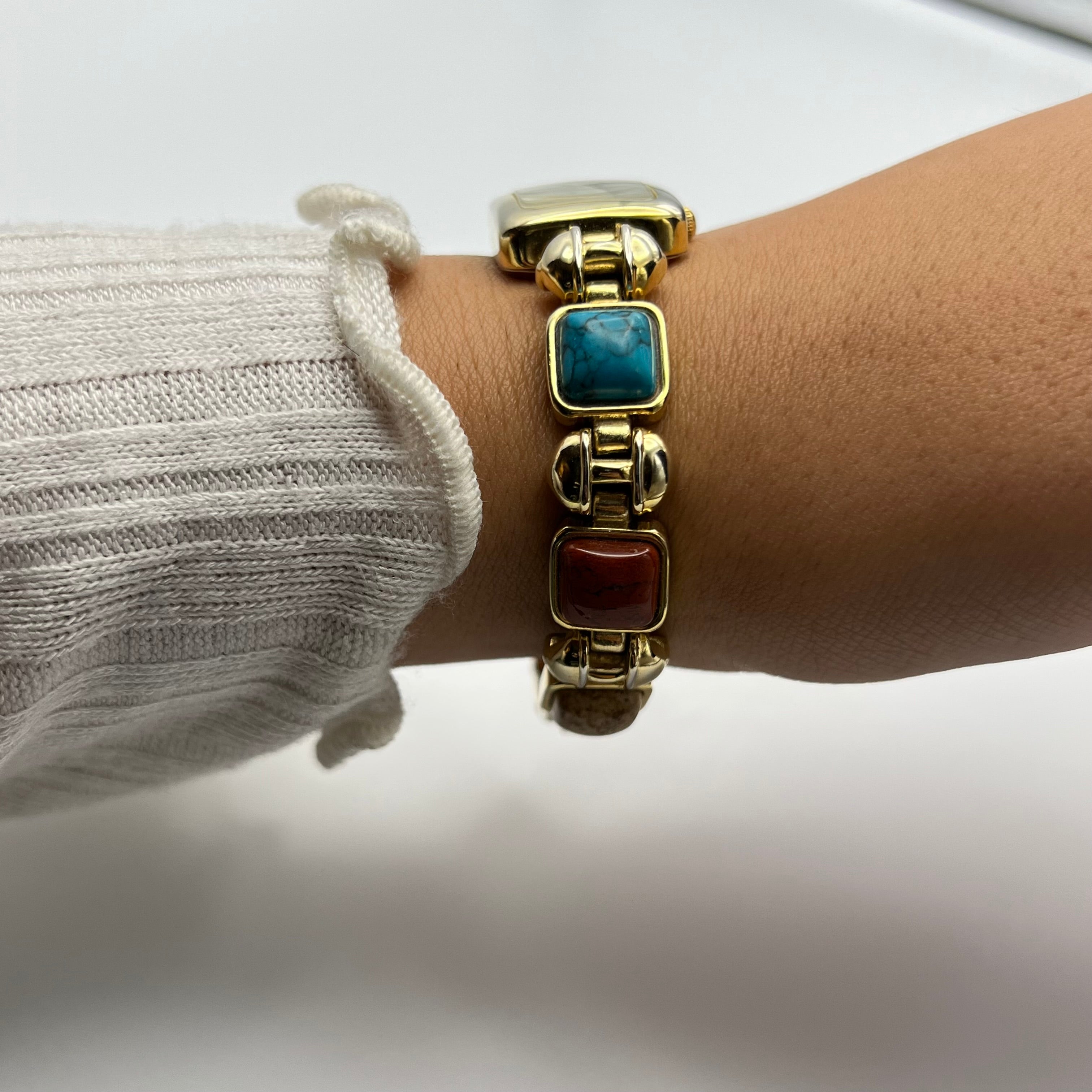 💛 Gold-Toned Watch with Multi-Gemstones