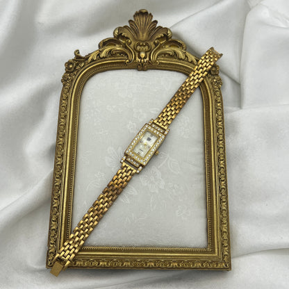 Stunning Diamanté Gold Tone Watch with Mother of Pearl Dial