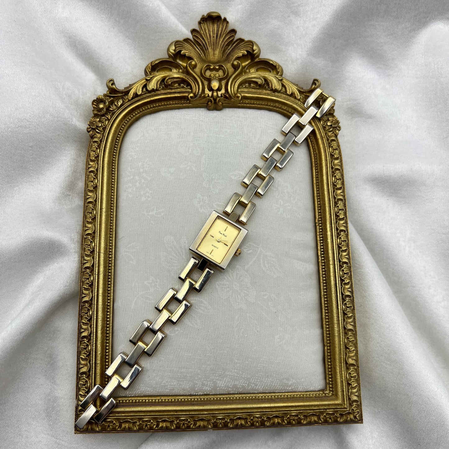 Elegant Gold Tone Rectangle Tank Watch