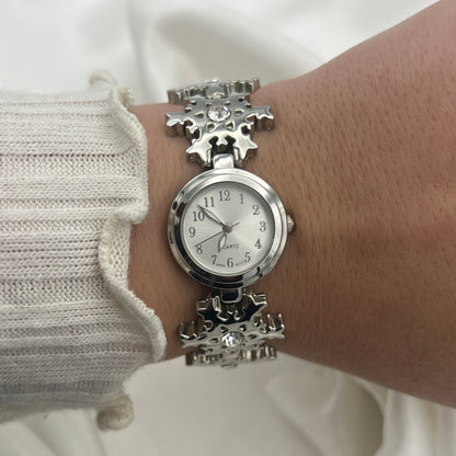Silver-Toned Snowflake Watch