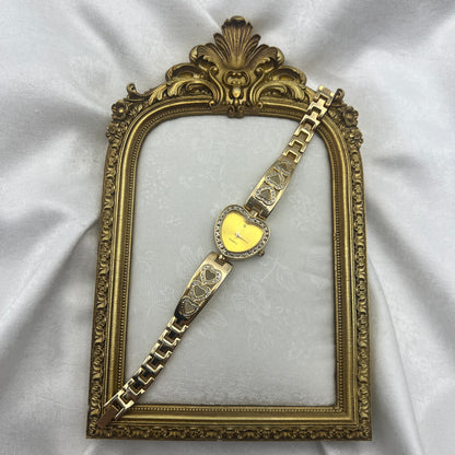 Gold Tone Heart Watch with Champagne Dial