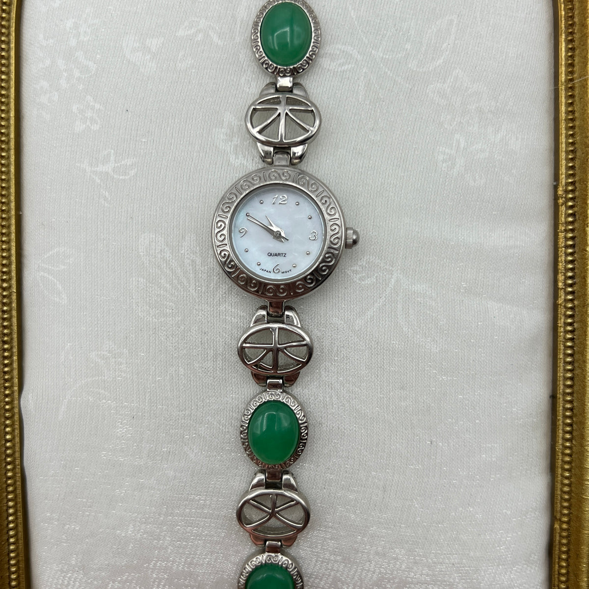 Green Cabochon Peace Sign Watch