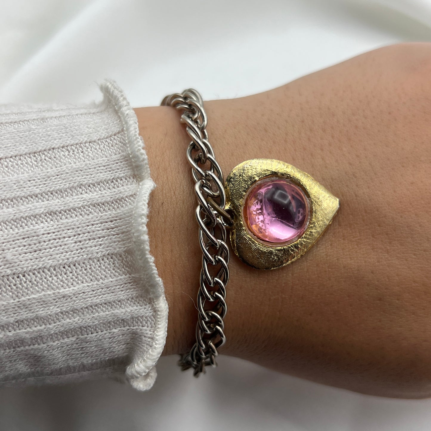 Pink Stone Heart Bracelet