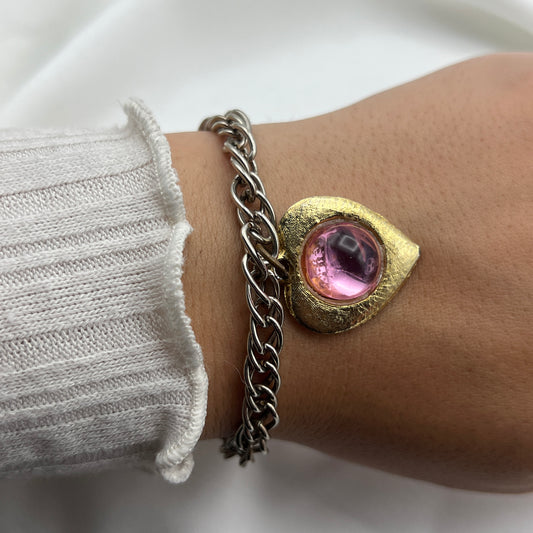 Pink Stone Heart Bracelet