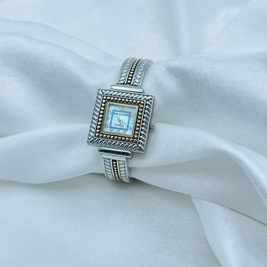 Two-Toned Watch with Mother of Pearl Dial