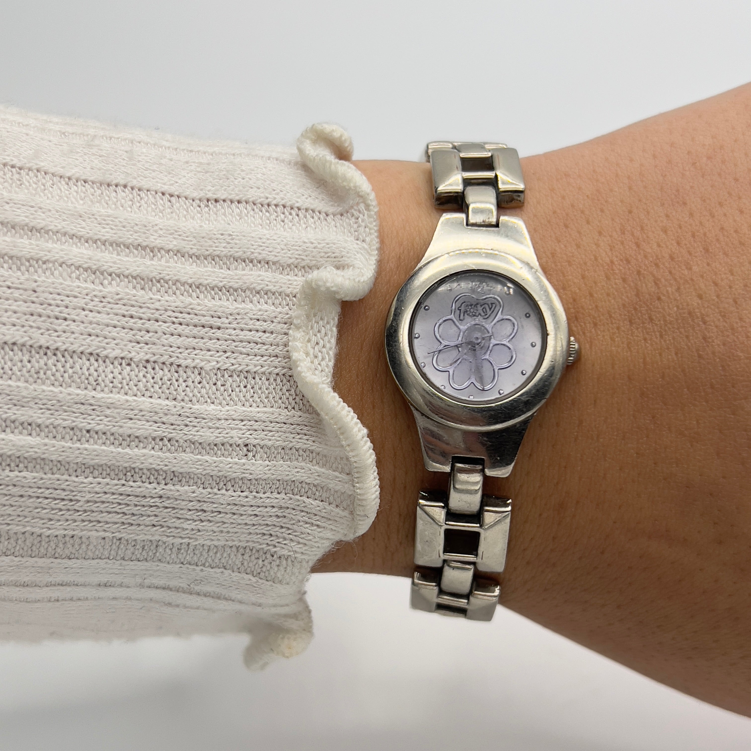 🪻Silver-Toned Purple Flower Dial Watch