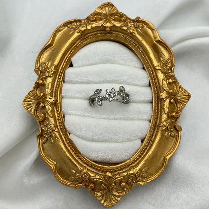 Silver Diamanté Flower Ring