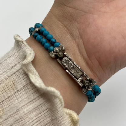 Elegant Turquoise Silver-Toned Watch