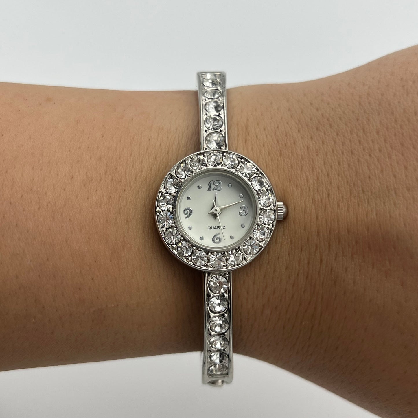 Diamanté Silver-Toned Watch