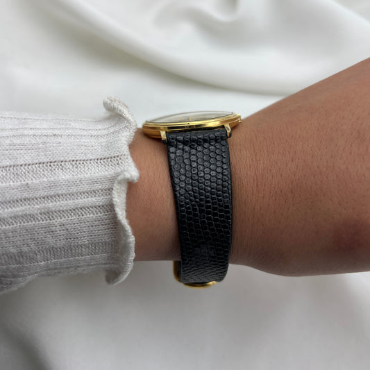 Rare Bucherer Skeleton Lizard Strap Watch