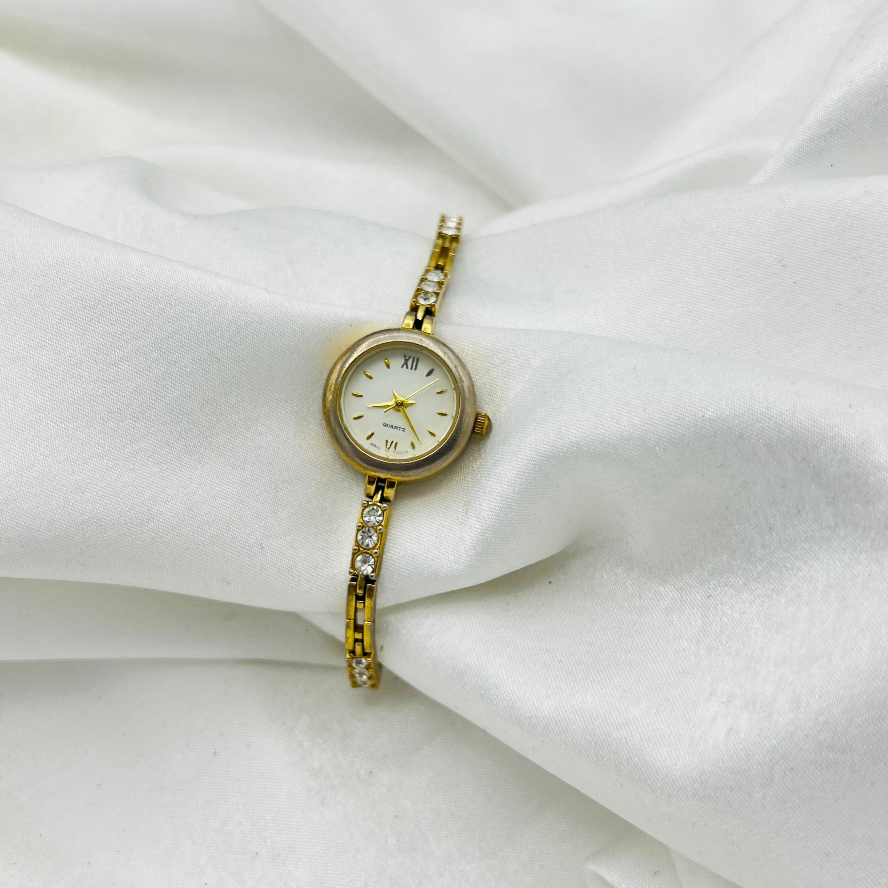 ✨ Gold -Toned Watch with Diamanté Strap