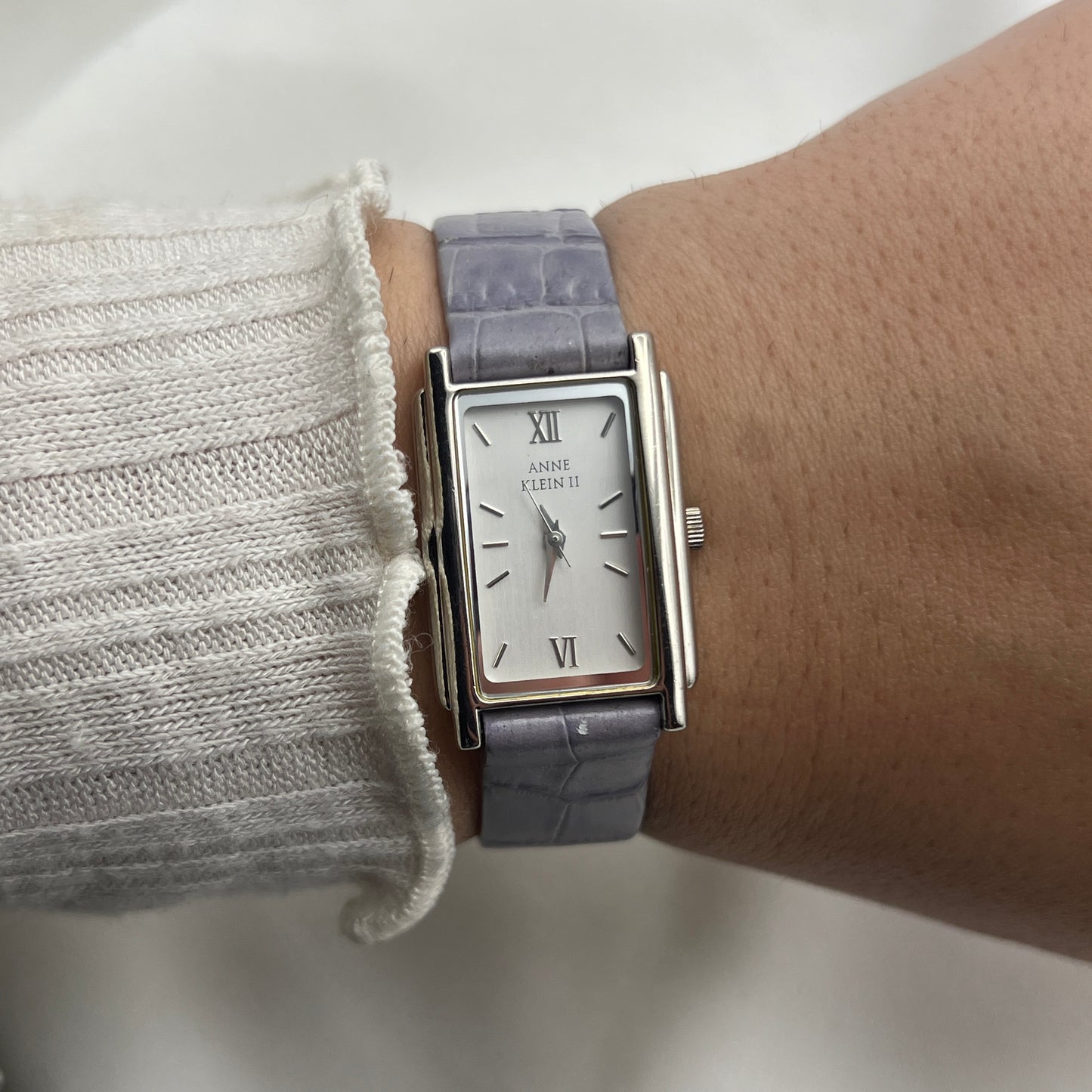 Anne Klein Lilac Crocodile Embossed Leather Watch