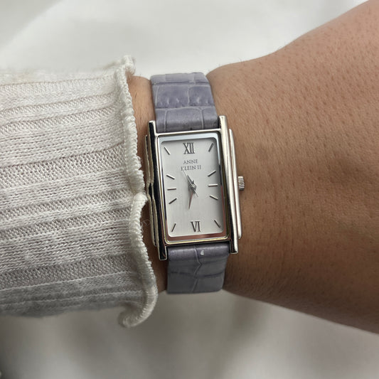 Anne Klein Lilac Crocodile Embossed Leather Watch