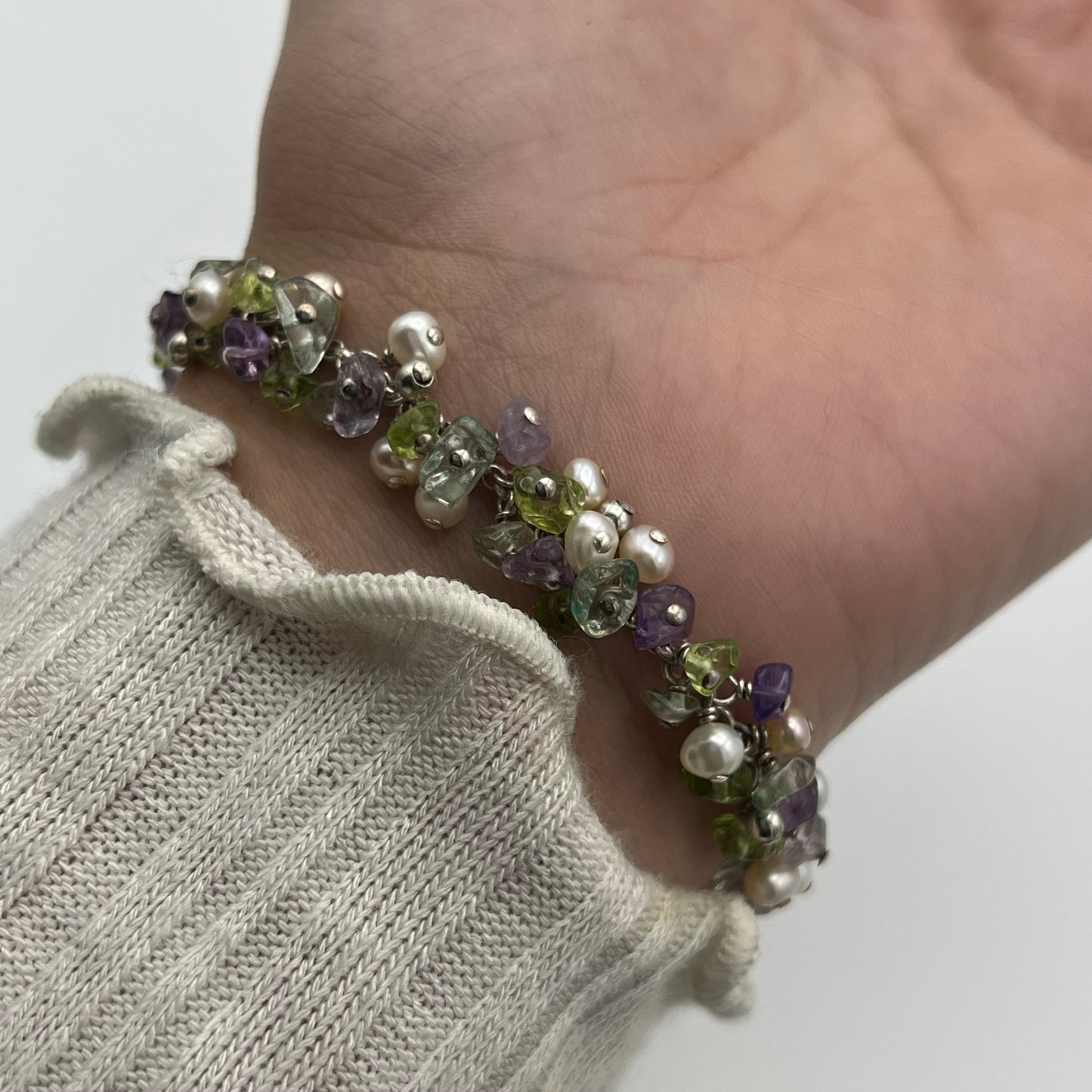 Gemmed Silver-Toned Bracelet