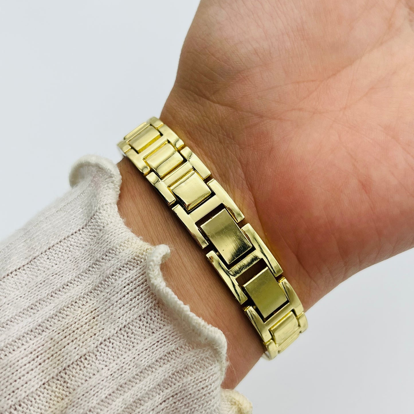 Gold-Toned Watch with Blue Dial