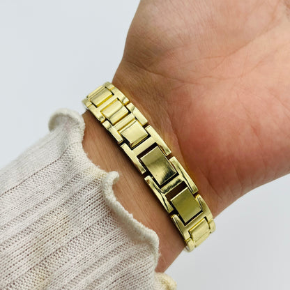Gold-Toned Watch with Blue Dial