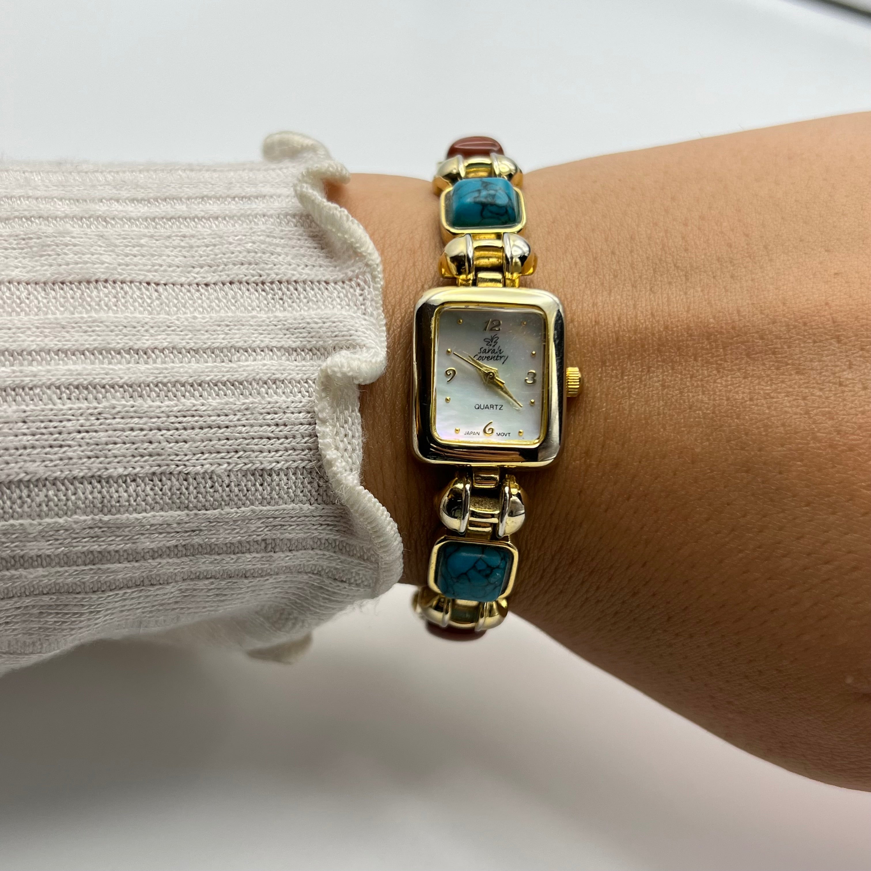 💛 Gold-Toned Watch with Multi-Gemstones