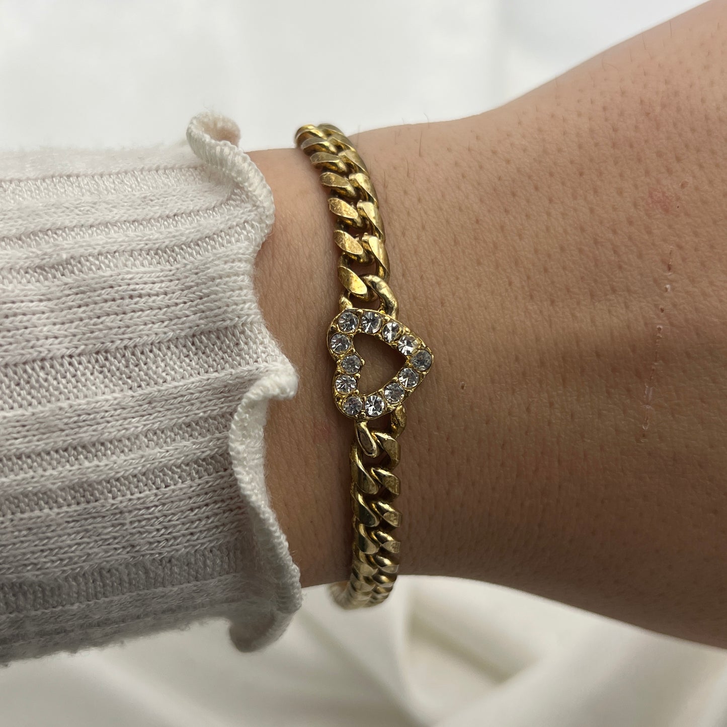 Diamanté Heart Chain Bracelet