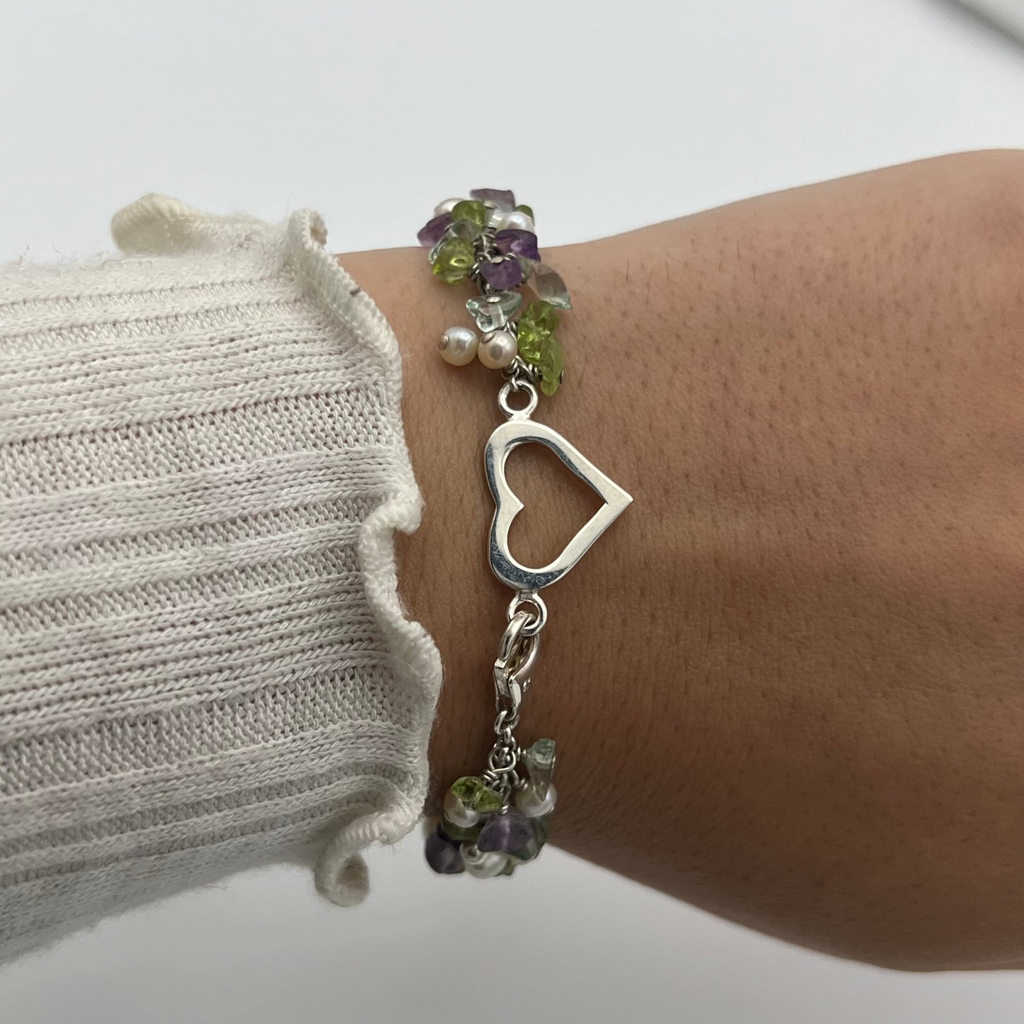 Gemmed Silver-Toned Bracelet