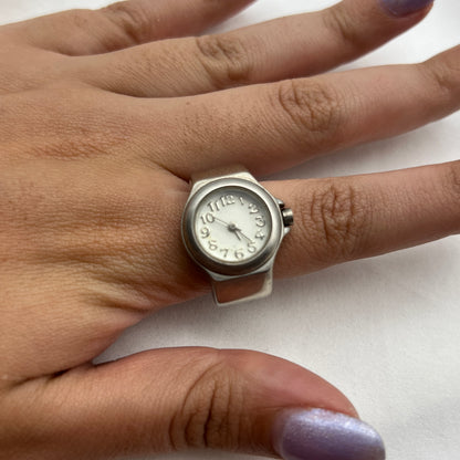 Silver-Tone Ring Watch
