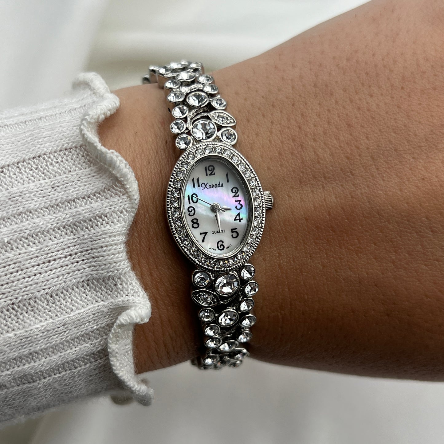 Elegant Diamanté Watch with Mother of Pearl Dial