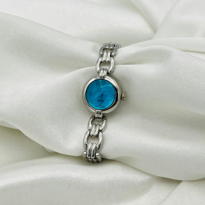 Silver-Toned Blue Dial Watch