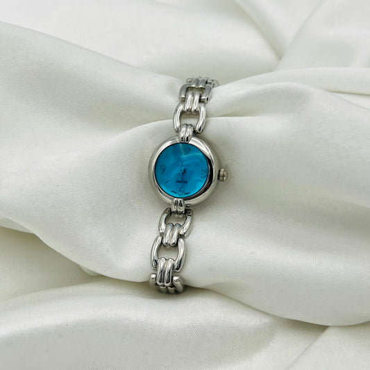 Silver-Toned Blue Dial Watch