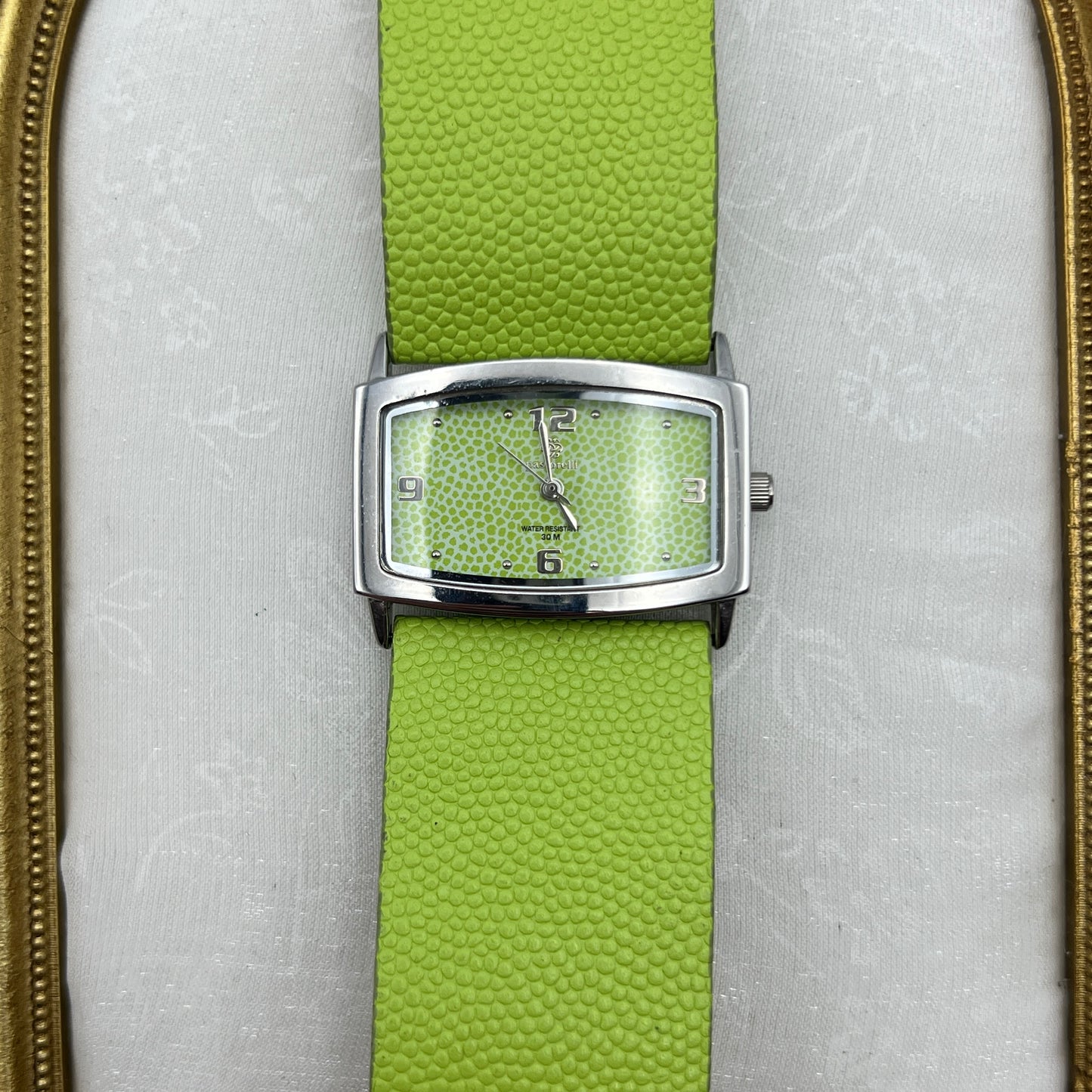 Green Textured Leather Watch